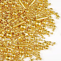 Gold Pearl Star Rods Sprinkles, Edible Gold Pearls Sprinkles for Cake Decorating, 150g/5.29oz, Cake Decoration, Cake Toppers, Wedding Party, Christmas Baking Supplies