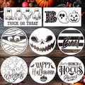 Halloween Stencils for Painting 12inch Large Reusable Halloween Stencil for Door Hanger Round Skeleton Ghost Boo Templates for Wood Walls Windows Door Mat Fabric