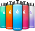 HYDRO CELL Stainless Steel Insulated Water Bottle with Straw - For Cold & Hot Drinks - Metal Vacuum Flask with Screw Cap and Modern Leakproof Sport Thermos for Adults (Sky/Blue 24oz)