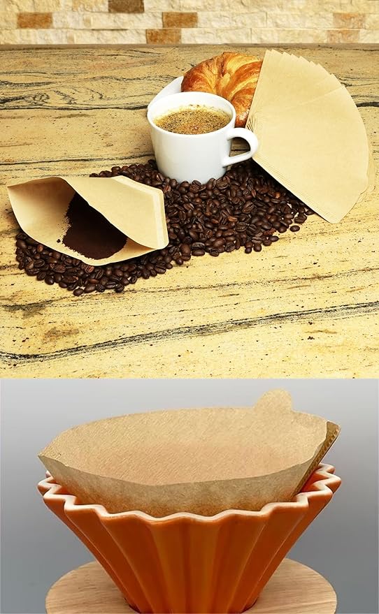 Generic Cone Filters #4 for Coffee Makers - Tear-Resistant Paper, Sustainable Material, 12-Cup Compatibility - Say Goodbye to Coffee Grounds in Your Brew (100, Brown), G3334