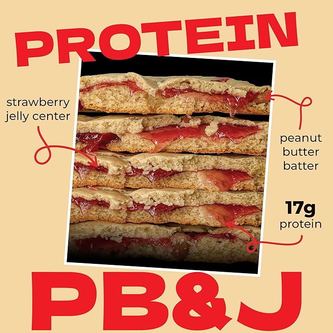 My Cookie Dealer Protein Cookies, Peanut Butter & Jelly (2.2oz, Pack of 12) - 17g Protein per Cookie - Individually Wrapped Workout Snacks for On-The-Go Travel