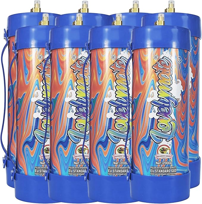 Whipped Cream Charger Tank 3.3L 2000G Whip Cream Charger Cylinder Food Grade Flavored (Tips Included) (8, Rainbow candy)
