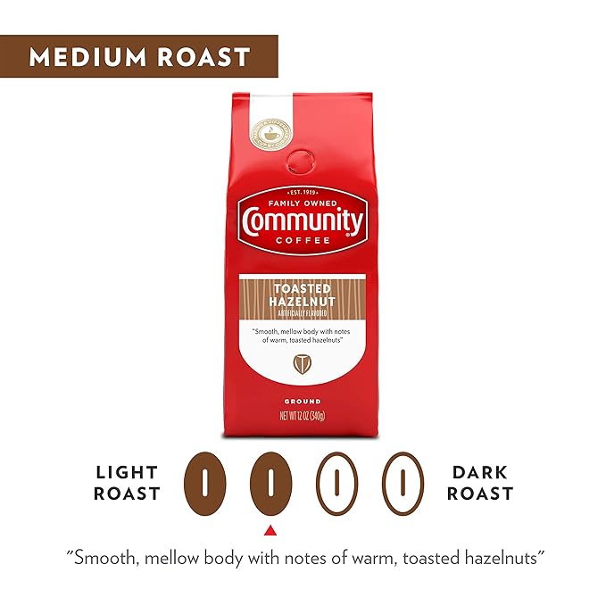 Community Coffee Hazelnut Creme Flavored 12 Ounce, Medium Roast Ground Coffee, 12 Ounce Bag (Pack of 1)
