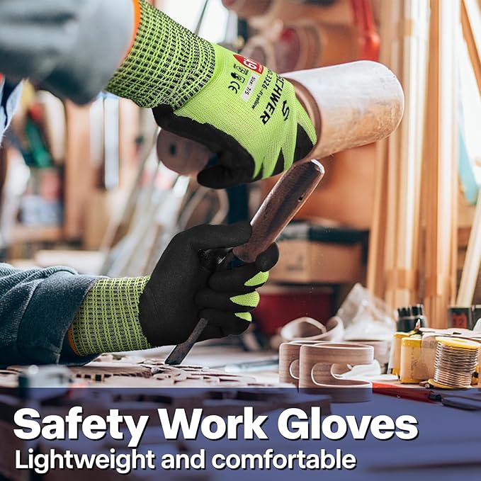 Schwer ProGuard Highest Level Cut Resistant Work Gloves PR3326 for Extreme Protection，ANSI A9 Cut Gloves with Reinforced Thumb, Non Slip, Non PFAS, Durable, Touch-screen, Yellow 2 Pairs（M）