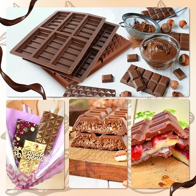Set of Chocolate Bar Mold, Chocolate Molds Silicone, Food Grade Dubai Chocolate Bar Mold, Candy Molds for Praline Candy (B)