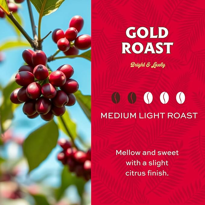 Lion Coffee Gold Roast Whole Bean Coffee, Medium-Light Roast, A Taste of Aloha - 24 Ounce Bag