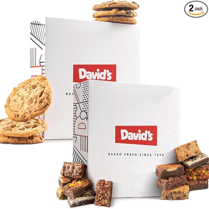 DAVID'S COOKIES Assorted Cookies & Brownies in Carton Box | Enjoy Our Homemade, Delicious, Great for Sharing Freshly-Baked Food Cookie & Brownie Snacks - Ideal Gift For All Occasion - 2 Pack