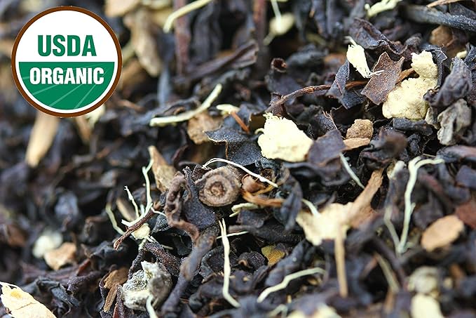 Classic Chai Tea Loose Leaf | CEYLON (110+ Cups) | 100% CERTIFIED ORGANIC Chai Ingredients| Black Tea, Cinnamon, Cardamom, Cloves & Black Pepper | Brews Chai Latte | Ancient Indian House Recipe | 8oz