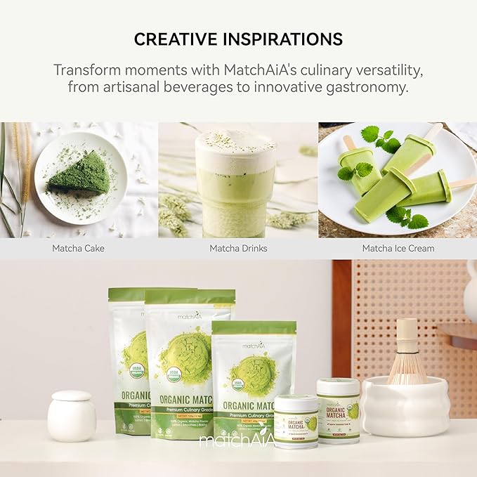 MatchAiA Organic Ceremonial Matcha Green Tea Powder - Superior Ceremonial Grade, First Spring Harvest, USDA Certified, 100% Pure - Sugar Free, Gluten Free (40g / 1.4oz Tin)