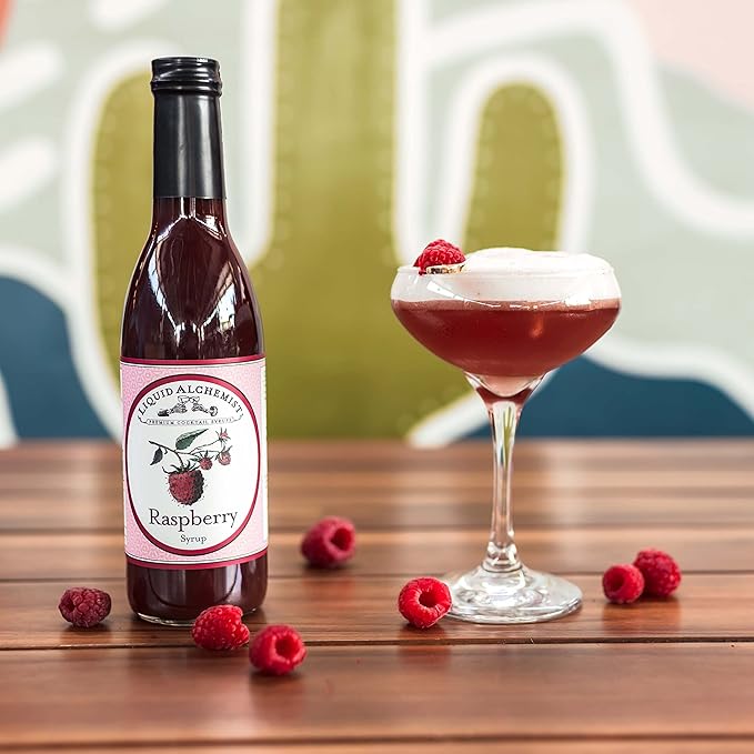 Liquid Alchemist Raspberry Syrup for Drinks - Real Ingredients Make the Perfect Summer Cocktail or Margarita Mix - Our Raspberry Cocktail Syrup is Non-GMO & Vegan (12 oz)
