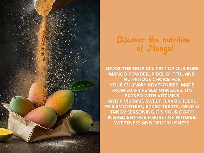 Ancient Roots Mango Fruit Powder - All-Natural Fruit Powder, Filled with Antioxidants, No Sugar Added, Indian Mango, Tropical Smoothie Mix - 3.5 ounces (25 Servings)