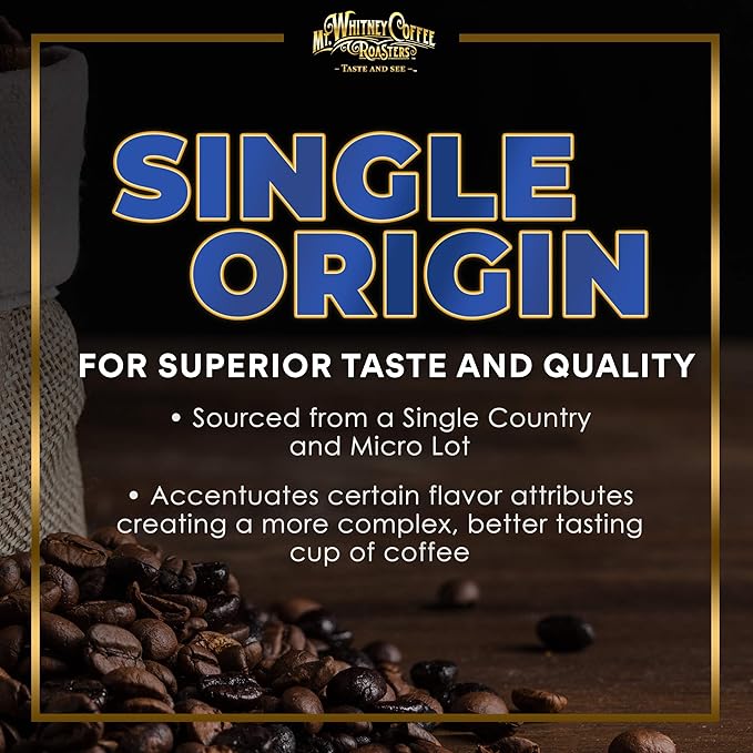 Mt. Whitney Colombia Monte Sierra Organic, Single Origin, Medium Dark Roast, Smooth Full Flavored, Low Acid Coffee (Ground, 2 Lb)