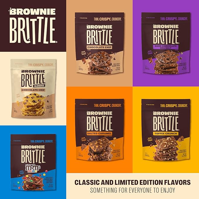 Brownie Brittle – Caramel Apple Blondie Thin and Crispy Sweet Snacks (Pack of 3, 5 oz), Rich Gourmet Brownie Bites Dessert