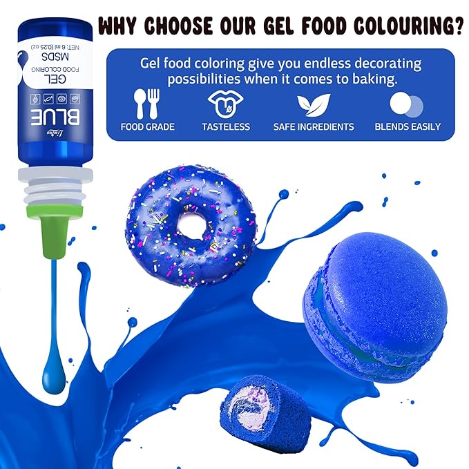 Gel Food Coloring - 22 Vivid Colors Gel Food Coloring Set for Baking, Cake Decorating, Cookie, Fondant, Macaron - Tasteless Concentrated Edible Food Color Dye for Icing, Drinks, Crafts - 6ml Bottles