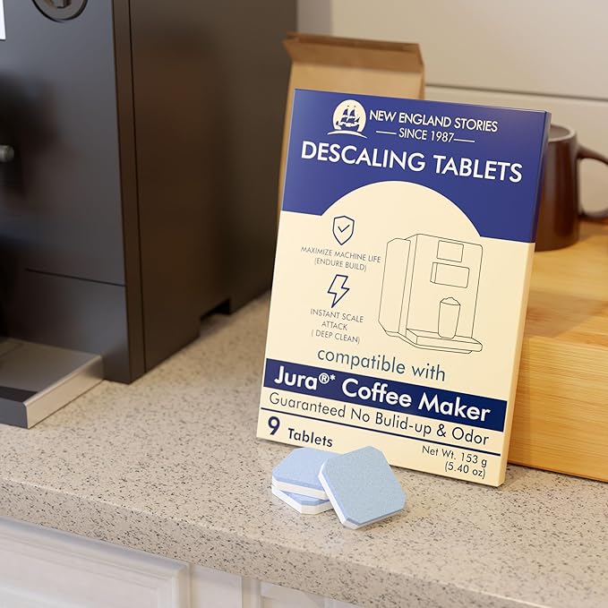 Jura Compatible Descaling Tablets (9-Pack) - Powerful Limescale & Calcium Remover for Coffee Machines | Prevents Clogs, Protects Internal Parts & Boosts Brewing Performance | Restores Original Taste