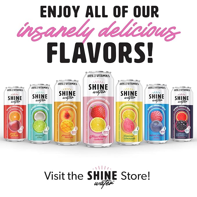 ShineWater Strawberry Lemon Vitamin D Electrolyte Drink | Zero Sugar Hydration Beverage with Magnesium, Zinc & Antioxidants | Low Calorie Plant-Based Vitamin Water | 12 Pack