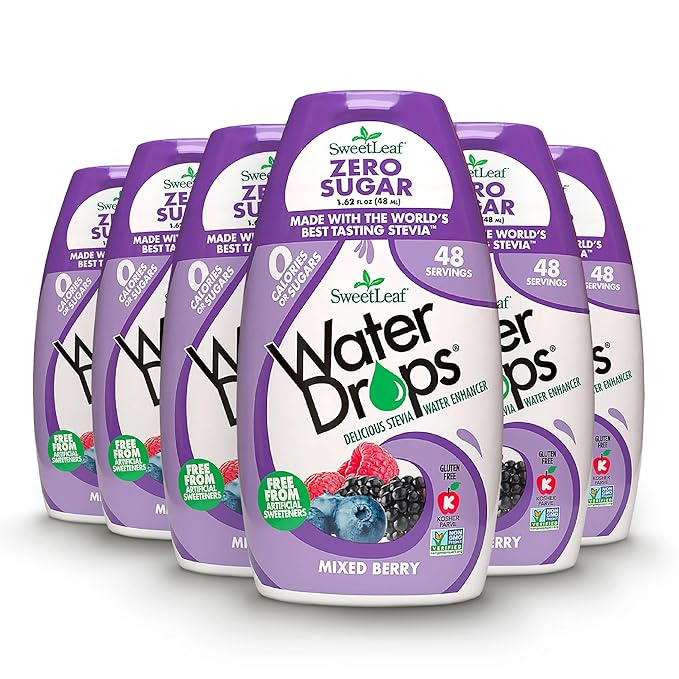 SweetLeaf Water Drops, Mixed Berry – Sugar-Free Water Enhancer Drops, Stevia & Monk Fruit Sweetener Water Flavoring, 1.62 Oz (Pack of 6)