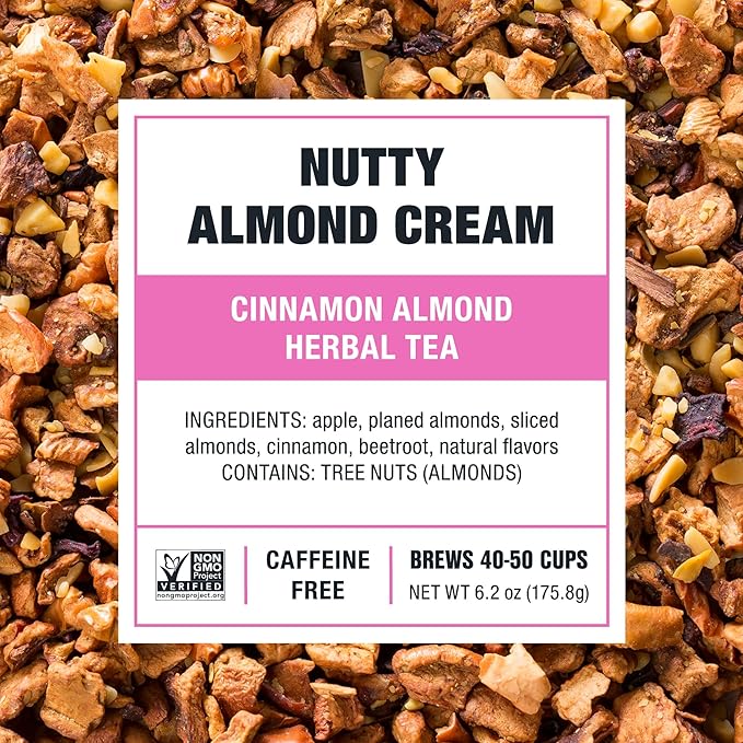 Tiesta Tea - Nutty Almond Cream, Premium Loose Leaf, Cinnamon Almond Herbal Tea Blend, Non-Caffeinated, Make Hot or Iced & Brews Up to 50 Cups, 6.2 Ounce Refillable Tin