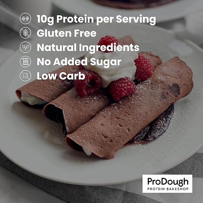 ProDough High Protein- Gluten Free French Crepe Mix, Low Carb, 8g of Protein per Serving, No Added Sugars, Keto Friendly, Makes 24 Crepes (Original)