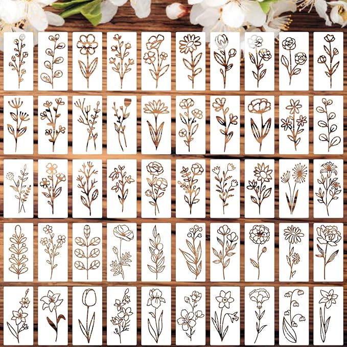 Flower Stencils for Painting on Walls Flower Stencil Floral Stencil for Painting on Wood Canvas DIY Crafts Decor