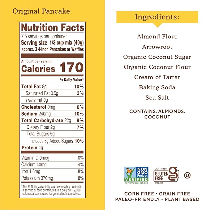 Simple Mills Almond Flour Pancake & Waffle Mix, Original - Gluten Free, Plant Based, Paleo Friendly, Breakfast 10.7 Ounce (Pack of 6)