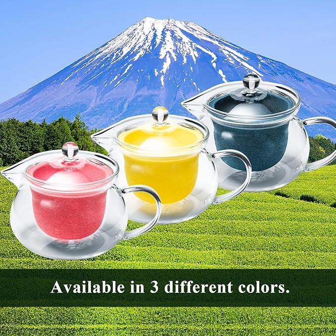 Heatproof Glass Teapot 13.5 fl (400 ml) with Removable Ceramic Infuser strainer Ha-Pot Made in Japan (Pink)