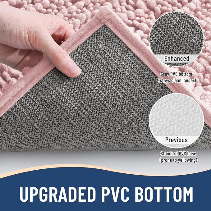 Arotive Luxury Chenille Bathroom Rug Mat, Extra Soft Thick Absorbent Shaggy Bath Rugs, Non-Slip Machine Wash Dry, Plush Bath Mats for Bathroom, Shower and Tub, 47x24, Dirty Pink