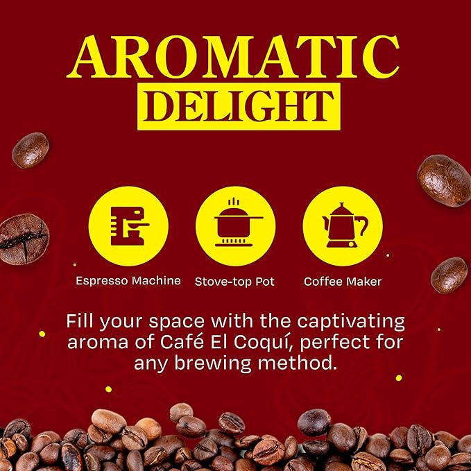 El Coquí Dark Roast Espresso Ground Coffee, Rich, Ground Coffee, Authentic Puerto Rican Style Coffee, Vacuum Sealed, Ground Espresso Beans, 6 oz (4 pack)