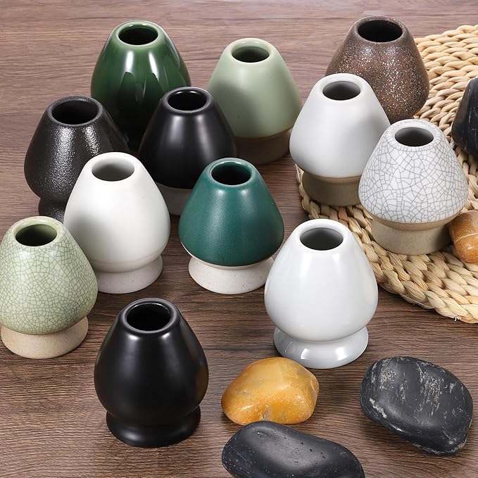 HARFINGTON Ceramic Chasen Stand 73mm Matcha Whisk Holder Teas Set Whisks Stand Traditional Matcha Tea Chasen Holder Tea Set Accessories for Tea Tasting, Yellow