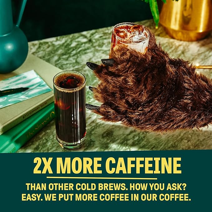 Wandering Bear Straight Black Organic Cold Brew Coffee, 32 fl oz, 3 pack - Extra Strong, Smooth, Organic, Unsweetened, Shelf-Stable, Ready to Drink Iced Coffee
