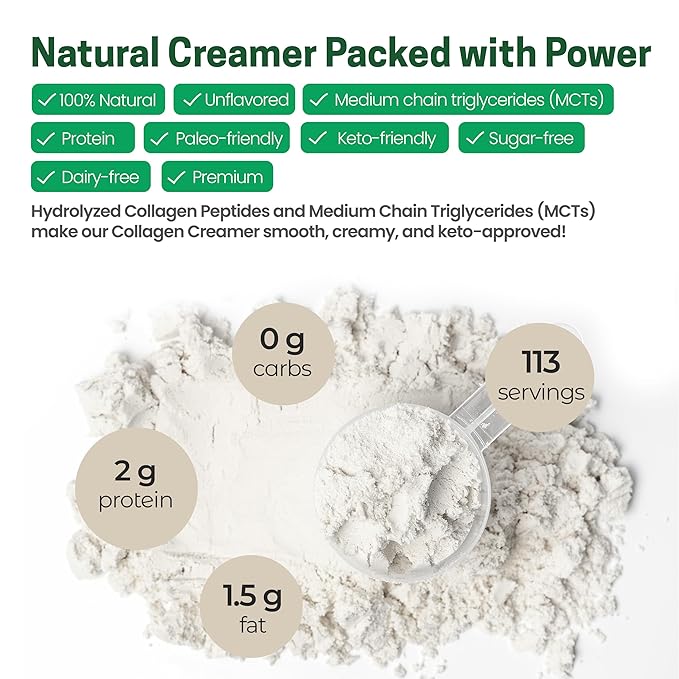 Z Natural Foods Collagen MCT Oil Creamer - Pure MCT Creamer Powder with Collagen Peptides - Collagen Creamer for Coffee, Tea & Culinary Use - Healthy Creamer, Keto & Paleo Friendly, Vanilla, 1 lb