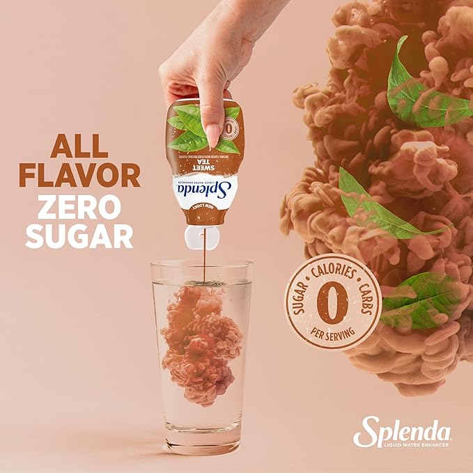 SPLENDA Liquid Water Enhancer Drops, Sugar Free, Zero Calorie, Natural Flavor, Concentrated Drink Mix, 3.11 Fl Oz Each Bottle (Sweet Tea, 2 Pack)