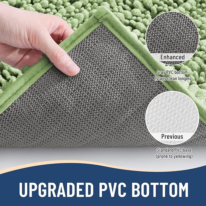 Arotive Luxury Chenille Bathroom Rug Mat, Extra Soft Thick Absorbent Shaggy Bath Rugs, Non-Slip Machine Wash Dry, Plush Bath Mats for Bathroom, Shower and Tub, 34x21, Sage Green