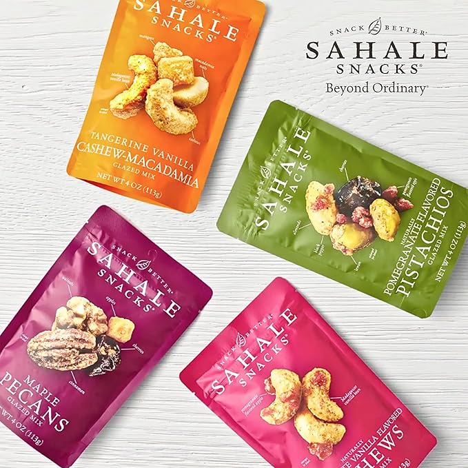 Sahale Snacks Honey Cinnamon Cashews Glazed Mix, 4 Ounce (Pack of 6)