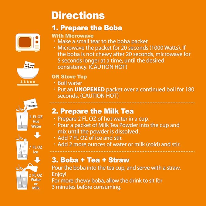 J WAY Instant Boba Bubble Pearl Milk Tea Kit with Authentic Crème Brulee Tapioca Boba, Ready in Under One Minute, Paper Straws Included - 6 Servings