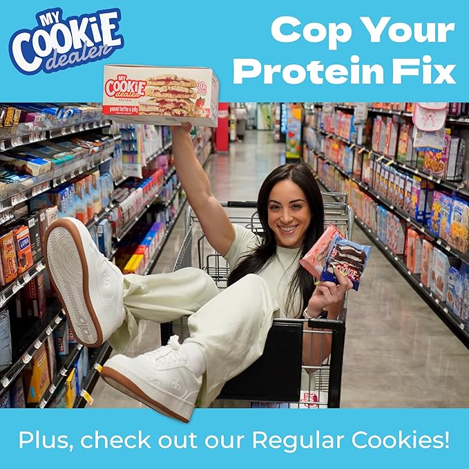 My Cookie Dealer Protein Cookies, Milk & Cookies (2.2oz, Pack of 12) - 15g Protein per Cookie - Individually Wrapped Workout Snacks for On-The-Go Travel