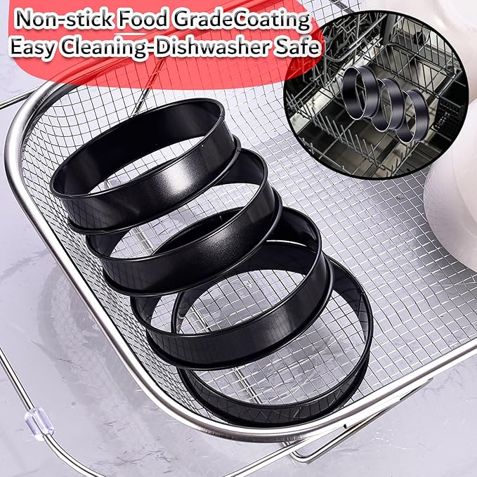 DATANYA 16Packs Crumpet Rings NONSTICK English Muffin Rings 4 Inch - Stainless Steel Double Rolled Tart Rings Upgrade Round Metal Cooking Pastry Ring Molds for baking