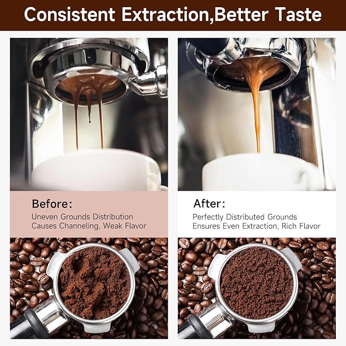 KitchenTour Espresso Accessories Kit 51mm, WDT Tool, Dosing Funnel and Puck Screen Set, 304 Stainless Steel Needle Coffee Distribution Stirrer, Portafilter Dosing Ring for Barista 51 mm