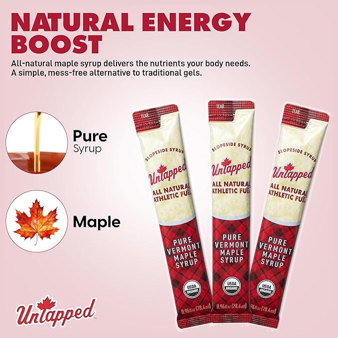 UnTapped Maple Syrup Packets Box of 20, Pack of 2 | Pure Maple Syrup Gel Packs for Runners | Single-Serve Running Energy Gels | Low Glycemic | Fuel to Keep You Running Longer