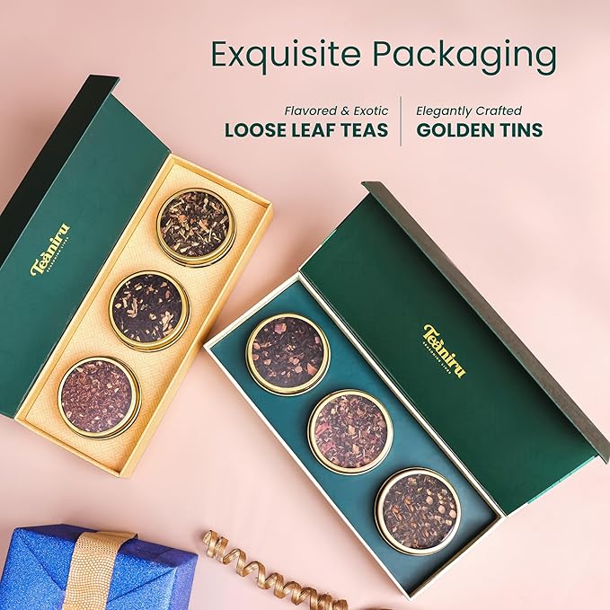 Teaniru, Gourmet Tea Collection – Pack of 100 | 6 Flavored Loose Leaf Tea Set | Gourmet Tea Gift Sets | Corporate Gifting & Bulk Gifts
