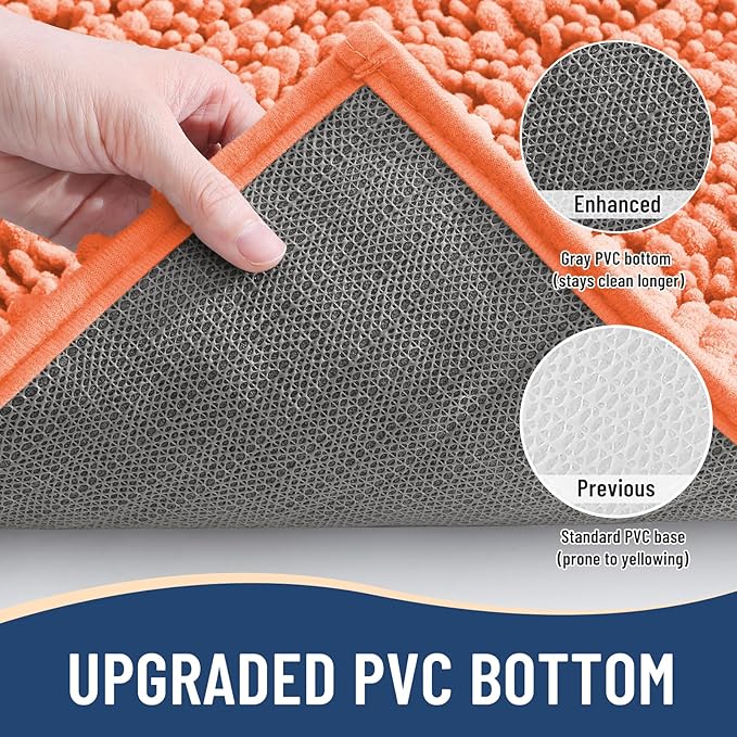 Arotive Luxury Chenille Bathroom Rug Mat, Extra Soft Thick Absorbent Shaggy Bath Rugs, Non-Slip Machine Wash Dry, Plush Bath Mats for Bathroom, Shower and Tub, 47x24, Coral