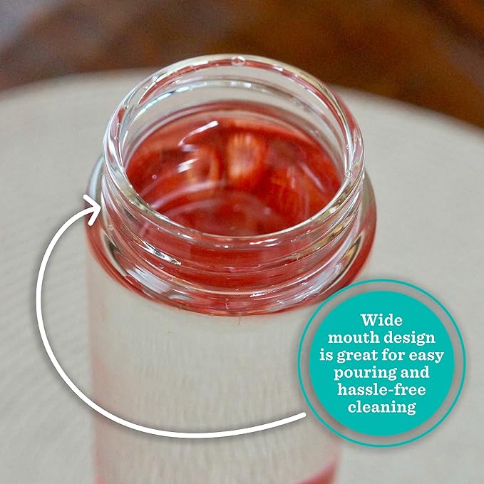 Glass Water Bottles - 4 Pack Wide Mouth Juice Bottles with Clear Lids for Juicing, Smoothies, Fruit Water, Teas, Beverage Storage - 10oz, Leakproof, Reusable, Borosilicate