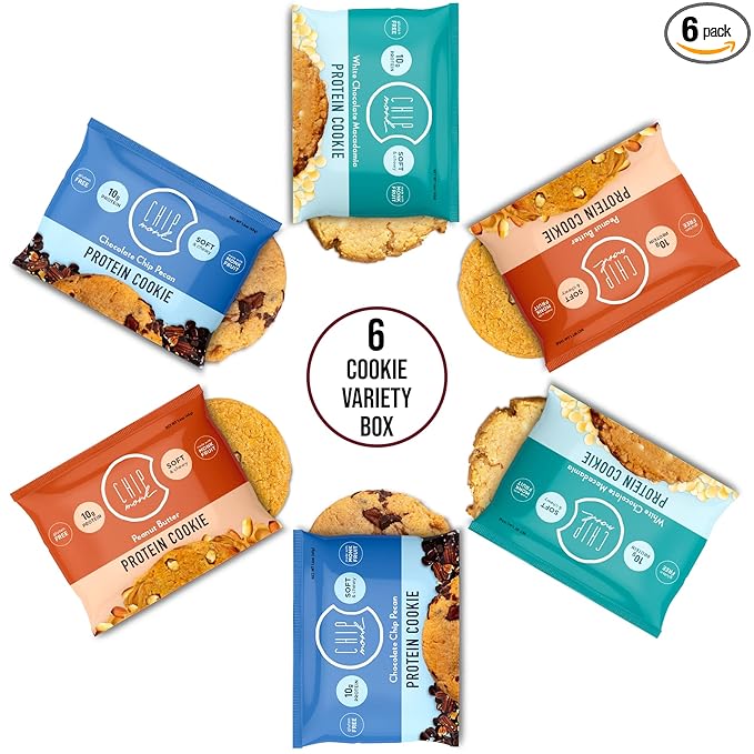 ChipMonk Baking, Variety Pack High Protein Cookies - Low Carb Diet Friendly Gym Snacks, Meal Replacement Cookie, Gluten-Free, Healthy Low Sugar Sweet Snack - Balanced Nutrition Baked Desserts for Energy