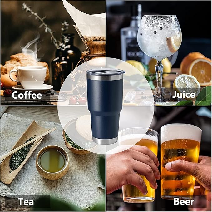 HASLE OUTFITTERS 30oz Stainless Steel Tumbler, Double Wall Vacuum Insulated Travel Mug Tumbler, Durable Insulated Coffee Mug, Gift Box Set (Navy, 12)