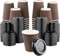 [400 SET]Harvest Pack 12 oz Disposable Coffee Cups, Insulated Ripple Double-Walled Paper Cup with Lid, Brown Geometric, Tea Hot Chocolate Drinks To go coffee cups