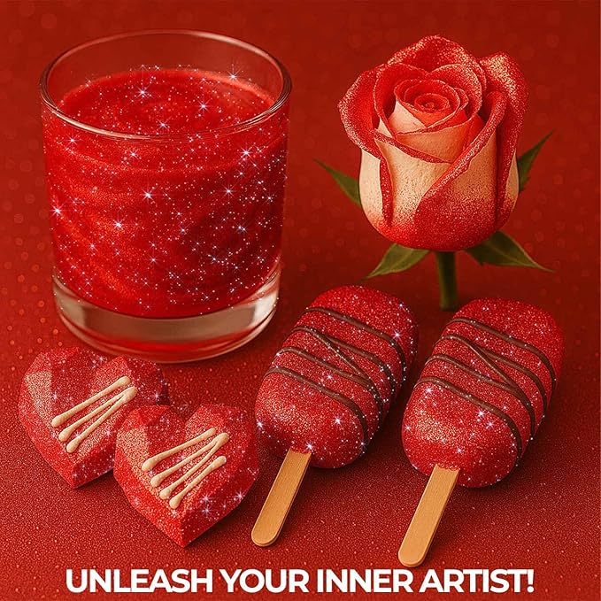 Bulk 20g Red Edible Glitter for Drinks | Premium Edible Glitter for Cakes, Cocktails, Red Cake Decorating Decorations Food Grade, Vegan, Kosher, Halal, Gluten Free - Made in USA