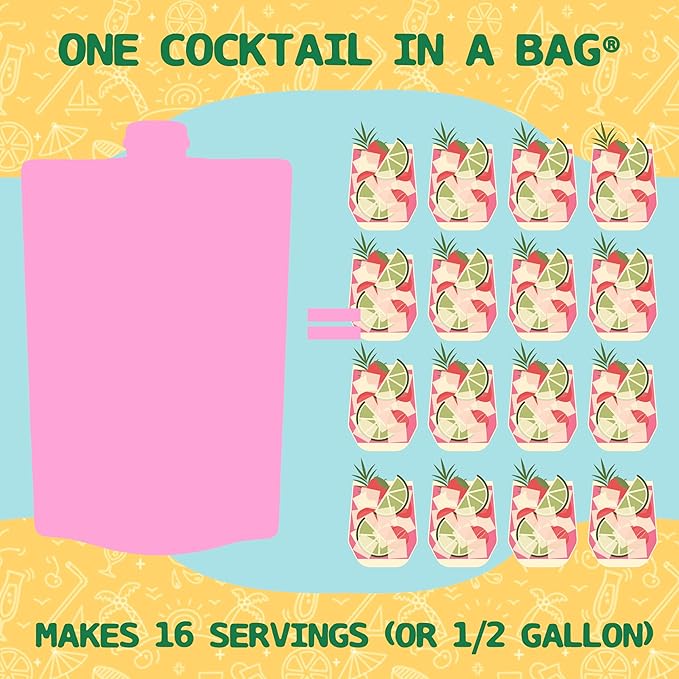 Lt. Blender's Strawberry Daiquiri in a Bag – Strawberry Daiquiri Mix - Each Bag Makes 1/2 Gallon - Non-GMO – No Daiquiri Machine Needed - Make a Cocktail, Wine Slushie or Mocktail - (Pack of 1)