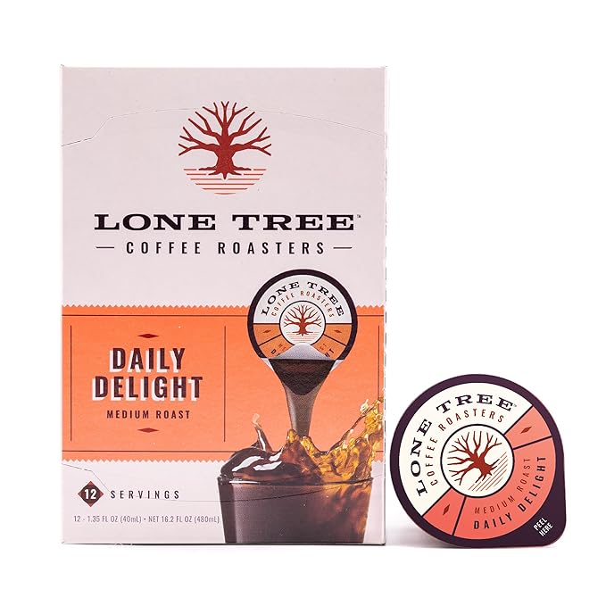 Lone Tree Single-Serve Coffee Pods – Premium 100% Arabica Liquid Concentrate – Daily Delight Medium Roast – 12 Pods – Ready Hot or Iced