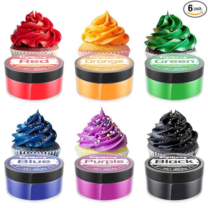 Food Coloring Powder - 6 Colors Vibrant Powdered Edible Food Coloring, Upgraded Food Grade Food Dye Powder for Baking, Cake Decorating, Cookies, Icing, Cooking, Slime Making Kit and DIY Crafts - 5g/Bottles