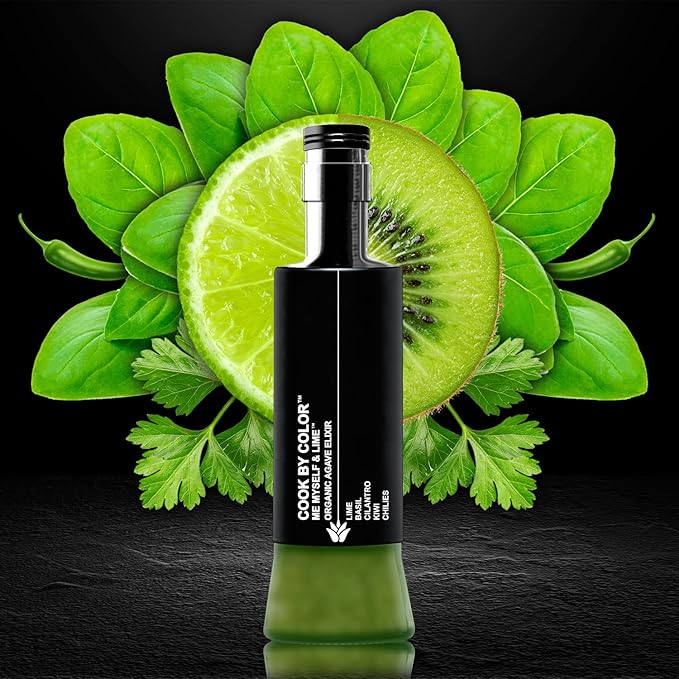 Cook by Color: Me, Myself & Lime, Flavored Organic Agave Syrup Liquid Sweetener, Light Agave Nectar for Cocktails, Teas, Coffee, Smoothies & Cooking, Vegan, Low Carb, 350 ml Bottle, 11.8 fl oz